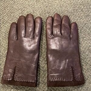 Elegant Brown Lamb Skin Leather Gloves (sz 7 1/2)
